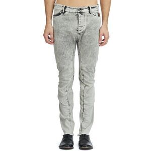 MASNADA Men's Bleached Effect Denim Pants Men GREY
